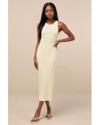 Lulus - Majorly Trendy Ribbed Bodycon Midi Dress - Lyst