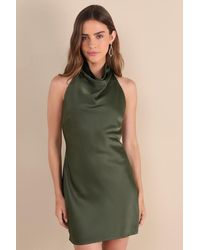 Lulus - Gorgeous Endeavor Satin Halter Mini Slip Dress - Lyst