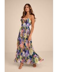 Lulus - Holloway Multi Floral Pleated Maxi Dress - Lyst