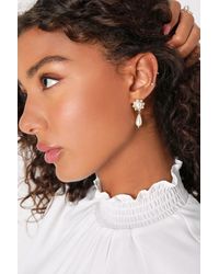 Lulus - Exceptionally Upscale Pearl Drop Earrings - Lyst