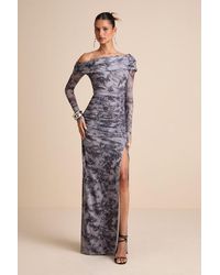 Lulus - Darla Tie-Dye Mesh One-Shoulder Long Sleeve Maxi Dress - Lyst
