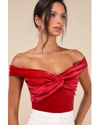 Lulus - Ideal Attraction Velvet Off-The-Shoulder Top - Lyst