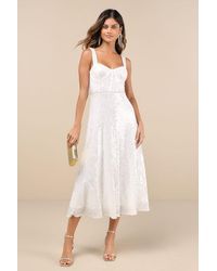 Lulus - Exceptionally Glamorous Sequin Pearl Bustier Midi Dress - Lyst