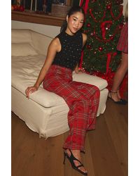 Lulus - Highlands Plaid Wide-Leg Pants - Lyst