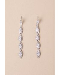 Lulus - Upscale Direction Rhinestone Drop Earrings - Lyst