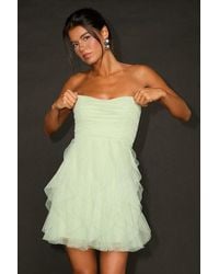 Lulus - Delightful Beauty Mesh Strapless Ruffled Mini Dress - Lyst