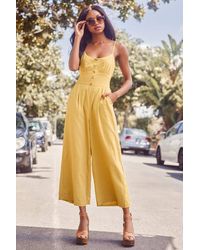 Lulus - Coastal Air Striped Tie-Back Culotte Jumpsuit - Lyst