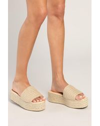 Lulus - O'Ahu 2 Natural Espadrille Platforms - Lyst
