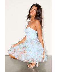 Lulus - Karita Floral Strapless Ruffled Mini Dress - Lyst