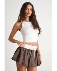 Nia - Parker Gingham Mini Skort - Lyst