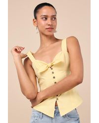 Lulus - Earlene Tie-Front Button-Up Tank Top - Lyst