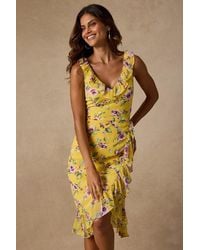 Lulus - Rio Multi Floral Ruffled Midi Dress - Lyst