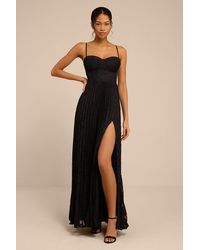 Lulus - Dacie Floral Burnout Pleated Bustier Maxi Dress - Lyst