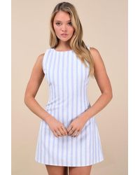 Lulus - Alyvia Striped Sleeveless Mini Dress - Lyst