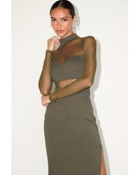 Lulus - Sensational Soiree Mesh Long Sleeve Bodycon Midi Dress - Lyst
