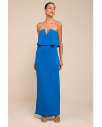 Lulus - Lyanna Bright Strapless Column Maxi Dress - Lyst