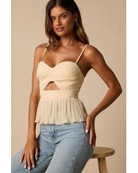 Lulus - Toluca Cream Pleated Lace-Up Cami Top - Lyst