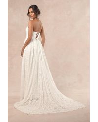 Lulus - Shiori Lace Bustier Basque Waist Strapless Maxi Dress - Lyst