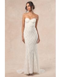 Lulus - Imani Lace Bustier Mermaid Maxi Dress - Lyst