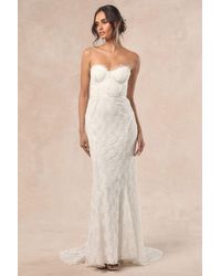 Lulus - Imani Lace Bustier Mermaid Maxi Dress - Lyst