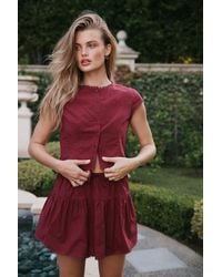 Lulus - Melicia Button-Front Cap Sleeve Crop Top - Lyst