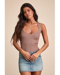 Lulus - Sella Ribbed Sleeveless Sweater Knit Bodysuit - Lyst