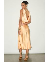Lulus - Incredible Love Light Satin Cowl Back Midi Slip Dress - Lyst