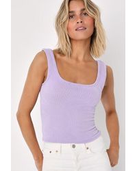 Lulus - Leisure Life Ribbed Square-Neck Tank Top - Lyst