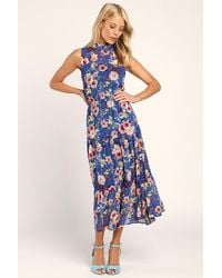 Lulus - In My Dreams Floral Print Midi Dress - Lyst