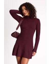 Lulus - Selene Ribbed Mock Neck Sweater Mini Dress - Lyst