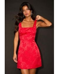 Lulus - Perfectly Flirtatious Floral Jacquard Tie-Back Mini Dress - Lyst