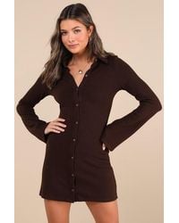 Lulus - Cuddly Sweetness Button-Front Sweater Mini Dress - Lyst