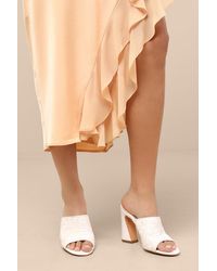 Lulus - Callixta Lace High Heel Slide Sandals - Lyst