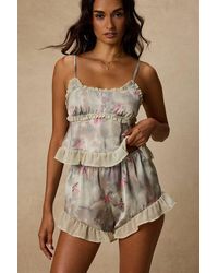 Lulus - Gracelyn Sage Floral Satin Shorts Two-Piece Pajama Set - Lyst