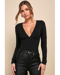 Lulus - Modern Possibilities V-Neck Long Sleeve Bodysuit - Lyst