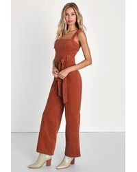 Lulus - Cutie Season Corduroy Wide-Leg Jumpsuit - Lyst