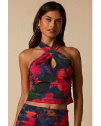 Lulus - Kasia Multi Mesh Halter Crop Top - Lyst