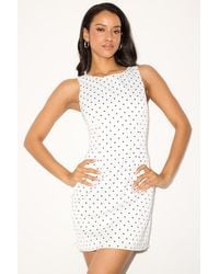 Lulus - Elevated Appearance Polka Dot Satin Open Back Mini Dress - Lyst