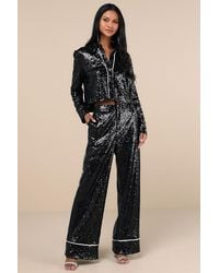 Lulus - Sparkly Mood Sequin High Rise Wide-Leg Pants - Lyst