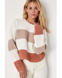 Lulus - Moments Of Cozy Multi Striped Crew Neck Pullover Sweater - Lyst