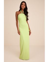 Lulus - Pauline Lime Jersey Knit Halter Maxi Dress - Lyst