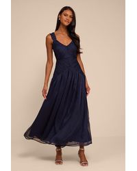 Lulus - Laufey Pleated Drop Waist Midi Dress - Lyst