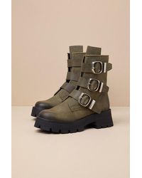 Steve Madden - Roland Leather Buckle Moto Ankle Boots - Lyst