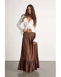 Lulus - Juniper Dark Cotton Mid-Rise Maxi Skirt - Lyst