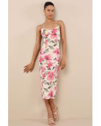 Lulus - Harleigh Floral Column Halter Midi Dress - Lyst