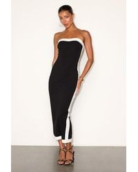 Lulus - Impressive Edge Color Block Strapless Midi Dress - Lyst