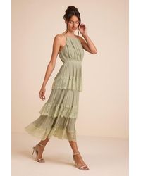 Lulus - Came For Cocktails Pleated Tiered Lace Maxi Dress - Lyst