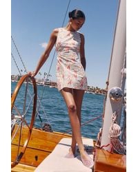 Lulus - Sorrento Multi Embroidered Tie-Back Mini Dress - Lyst