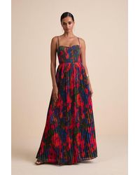 Lulus - Kinleigh Multi Abstract Pleated Bustier Maxi Dress - Lyst
