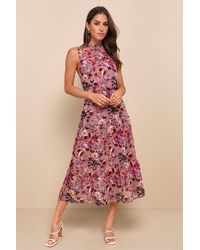 Lulus - In My Dreams Floral Print Midi Dress - Lyst